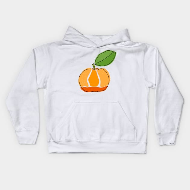 Orange line art Kids Hoodie by MutchiDesign